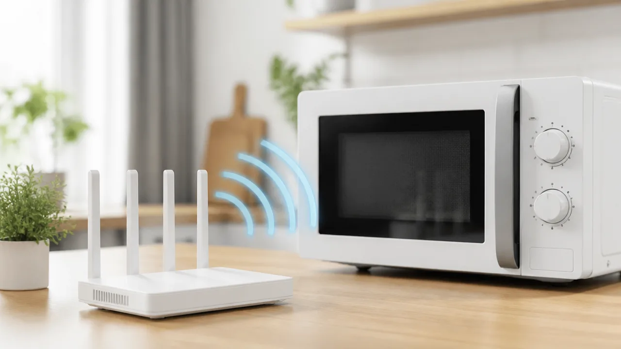 Wi-Fiが電子レンジで切れる原因と5GHzで安定させる方法