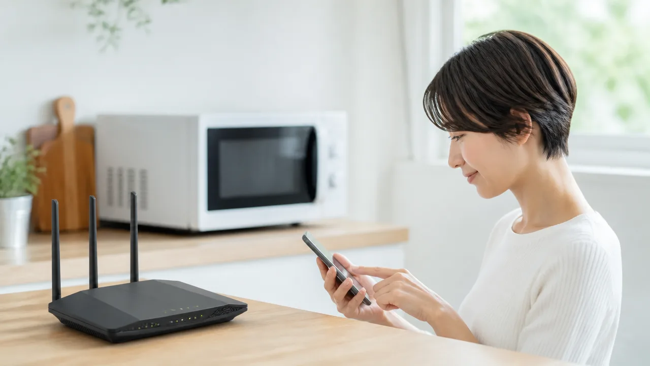 Wi-Fiが電子レンジで切れる原因と5GHzで安定させる方法
