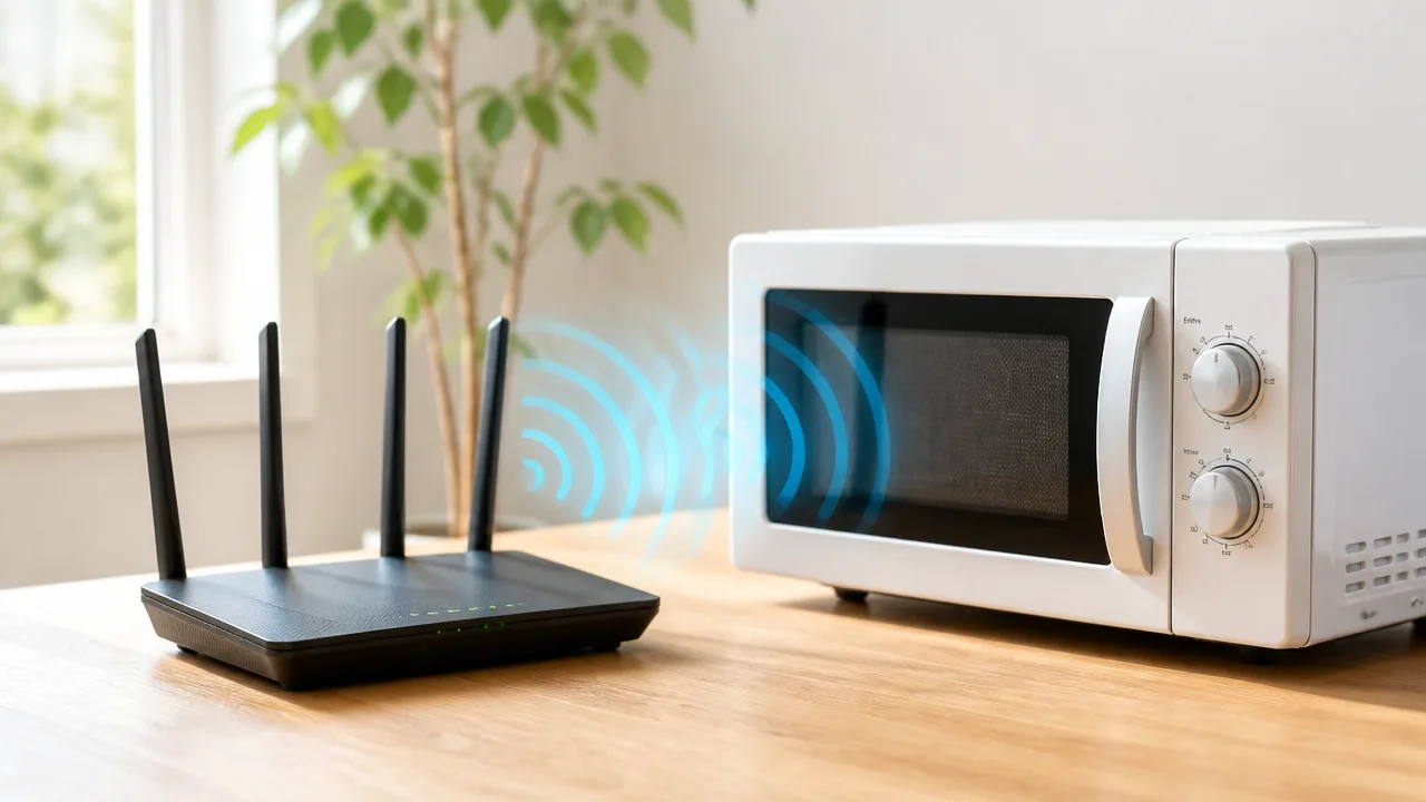 Wi-Fiが電子レンジで切れる原因と5GHzで安定させる方法